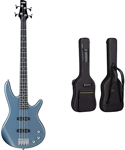 Ibanez GIO GSR180-BEM - Basso elettrico a 4 corde, colore: Blu & CAHAYA Borsa per Basso Elettrico con Imbottitura di 8mm Custodia per Basso Elettrico con Ampia Tasca Frontale