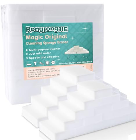 RongrongJIE 100 Pack Melamine Sponges, Bulk Magic Original Cleaning Sponge Eraser, Multi-Functional Household Cleaner for Kitchen, Bathroom, Furniture, Bathtub, Sink, Floor, Wall, Shoes