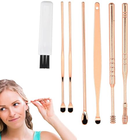 Ohrenschmalzreiniger, Ohrenreiniger Ohrenschmalzentfernung - 6-teiliges Set zum Entfernen von Ohrenschmalz | Ohrenpflegeprodukte, Edelstahlwerkzeuge, sicher und effektiv, mit Aufbewahrungstasche, prof