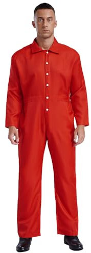 Miutii Herren Arbeitsoverall Mechanisch Jumpsuit Overall mit Druckknöpfe Schutzanzug Maleroverall Werkstatt Handwerker Arbeitskleidung Rot S
