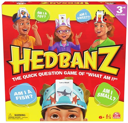 Spin Master Games, Hedbanz 3rd Edition 2025 with New Cards & Headbands, Picture Guessing Card Game, Quick Questions & Fast Fun, Easy to Play for Family & Kids, 2-6 Players, for Ages 6 & Up