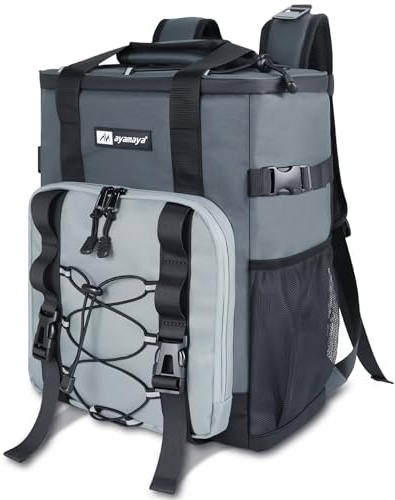 Cooler Backpack, AYAMAYA 24 Cans Insulated Lunch Backpack Cooler Leakproof, Keeps Hot/Cold for Up to 16 Hours, Lightweight Waterproof Beach Travel Camping Cooler Bag for Men and Women