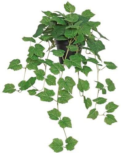 LOMOHOO Fake Plants with Pots Outdoor Artificial Hanging Plant Artificial Trailing Plants Ivy Plant Indoor, Realistic Pothos Plant Fake Hanging Potted Green for Bathroom House Wall Office Shelf Decor