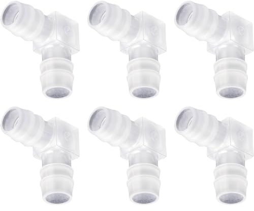 Giunti per tubi flessibili da 12 mm, a forma di L, a 90 gradi, a gomito, per tubi dell'acqua, a 2 vie, adattatore per giunti per tubi, 6 pezzi