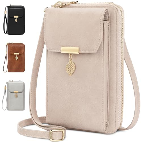 VOBUKE Handytasche mit Geldbörse zum Umhängen RFID Schutz Handy Tasche Damen Umhänge Leder Kleine Handy Umhängetasche Crossbody Schultertasche mit 12 Kartenfächer für Handy Unter 7,2 Zoll