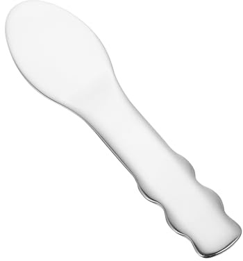 MAGICLULU Spatola per Crema in Acciaio Resistente Cucchiaio per Crema Viso e Occhi Design Curvilineo Ergonomico Strumento Portatile per Cura Sensibile e Riduzione Rughe