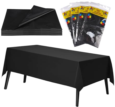 4 stycken bordsdukar plast svart 137 x 183 cm, vattentät bordsduk party av plast, rektangulär plastduk & bordsduk för pappersdukar ersättning för fest bröllop