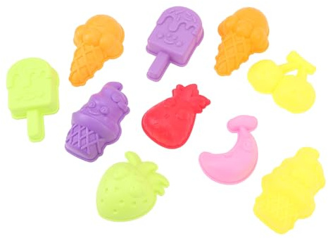 Hamwesh Byggsats för Sandslott, 10 St Söta Fruktglassformer Färgglada Sandlådeleksaker, Sandleksaker för Barn i åldrarna 4-8 med Förvaringsväska för Strandpool och Trädgårdsbad
