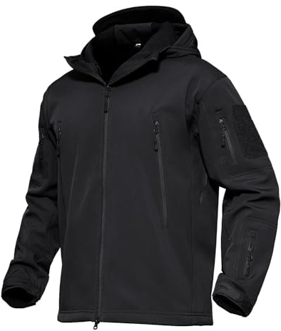 MAGCOMSEN Men's Jacket Tactical Performance Waterproof Softshell Jackets Fleece Lined Ski Snow Winter Windbreaker Black 2XL