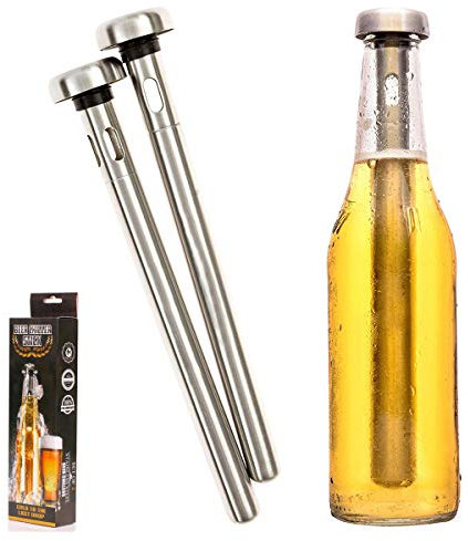 Lot de 2 bâtonnets réfrigérants pour bière en acier inoxydable portables instantanés, parfaits pour la maison, le bar, la fête, les barbecues en plein air, l’accessoire favori des hommes