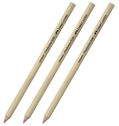 Faber-Castell - Lápiz de borrar Perfection (3 x 7056, punta suave roja).