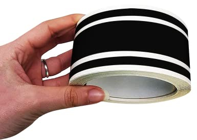 4R Quattroerre.it 10534 Strisce Triplo Adesivo per Auto Nero, 50mm x 10mt