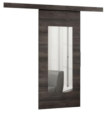 Mirjan24 Sistema di porta scorrevole Multi VII con chiusura automatica, set completo per porte scorrevoli, divisori porte interne (frassino scuro/specchio, modello 80)