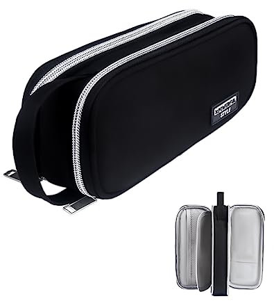 JANREAY Federmäppchen mit großer Kapazität, 3 Fächer, Federtasche Schreibwaren Stift Tasche für Schule, Büro, Damen, Studenten (Schwarz)