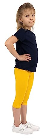 looksy Leggings para niñas: Pantalones Capri de Verano de Estilo básico, 19 Colores, no Transparentes, cómodos, de Uso Diario, Tela de algodón Suave y Transpirable, Amarillo 13 años (158 cm)