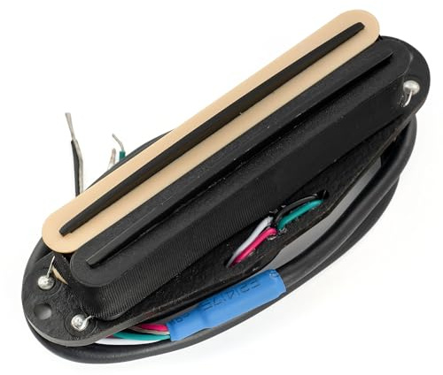 Musiclily Pro ST-DPMA Alnico 5 Rail Blade Humbucker Pickup Single Coil Format 9,2K för Strat Style Elgitarr, Zebra Kropp Svart Rail