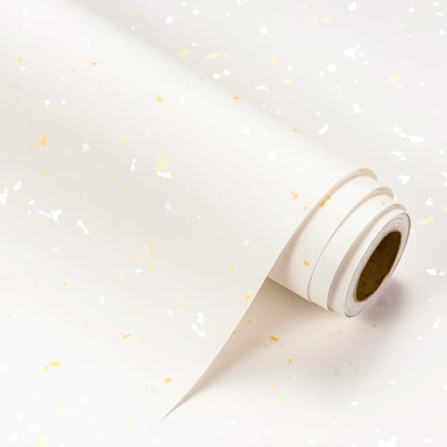RUSPEPA Rotolo di carta da regalo avorio - Mini rotolo - 43,2 cm x 5 m - Design oro avorio con tocco setoso Perfetto per compleanni, matrimoni, baby shower