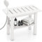 RELAX4LIFE Badhocker, Duschbank Bad mit Griff & Ablage, Duschhocker mit rutschfesten Gummifüßen, Duschsitz bis 150 kg belastbar, Sitzbank Bad Wasserfest für Zuhause, Badezimmer, 55 x 30 x 45 cm, Weiß