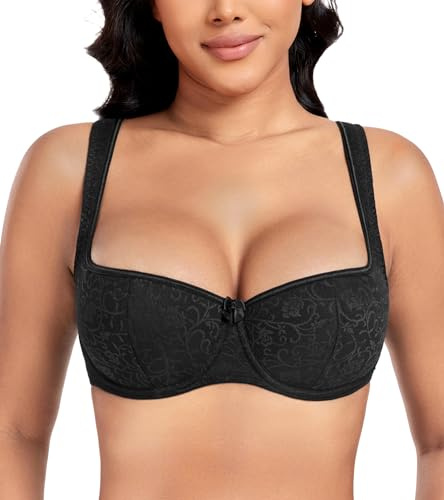 DotVol Balconette Sujetador Encaje con Aros Push up con Tirantes Anchos