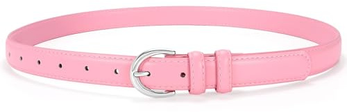 VONMELLI Women's Leather Belt For Jeans Dresses Adjustable Vintage Waist Belts For Women Fashion Leather Belt Classic Ladies Belts With Single Prong Buckle Light pink L