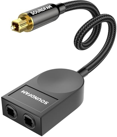 SOUNDFAM Optisk ljudsplitter, Toslink-splitter (Toslink-splitter, svart, 0,3 m)