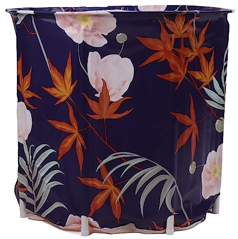 Smandy Bärbart Badkar, Hopfällbart Badkar för Vuxna med PVC-material, Lätt Fristående Spabadkar för små Utrymmen, 27,6 X 26,8 Tum (Lönnlöv)