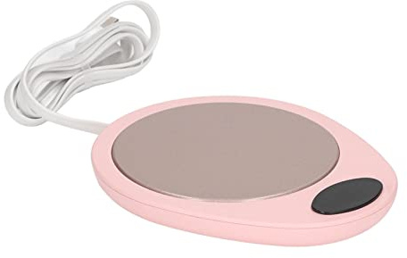 Vistreck Scaldatazze USB con Temperatura Regolabile, Piastra Riscaldante Elettrica Impermeabile per Tazze da caffè in Ceramica, Ideale per la Casa e l'ufficio (Rosa Bianco)