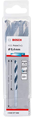 Bosch Professional 10-Piece PointTeQ HSS Twist Drill Bit (for Metal, 9.4 x 81 x 125 mm, Drill Driver Accessories)