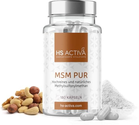 MSM Pur von HS Activa | Hohe Reinheit von 99,94% | 180 Kapseln | 750 mg MSM pro Kapsel | Laborgeprüft und ohne Zusatzstoffe