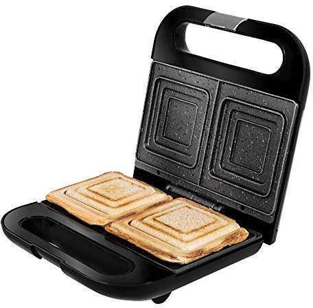 Cecotec Sandwichmaker Rock´nToast Square. 750 W, Verschluss- und Hohlklemme, 2 Sandwiches, RockStone-Beschichtung, Temperaturbereich-Kontrollleuchte, Cold-Touch-Griff mit Verriegelungsclip