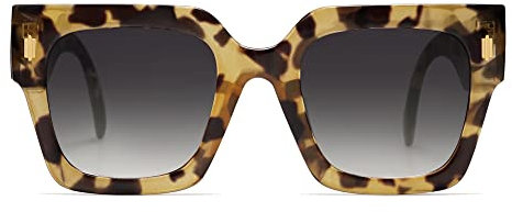 SOJOS Sonnenbrille Damen Groß Vintage Retro Quadratisch Cateye Rahmen UV400 Schutz Klassische Outdoor Moderne eckig Übergroß Sonnenbrillen SJ2194 mit C10 Gelbe Leoparden Rahmen