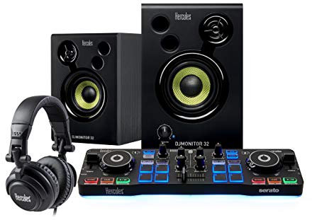 Hercules DJStarter Kit - Komplettes DJ-Bundle mit DJControl Starlight, Monitor 32 Studiomonitoren und HDP DJ45 Kopfhörern