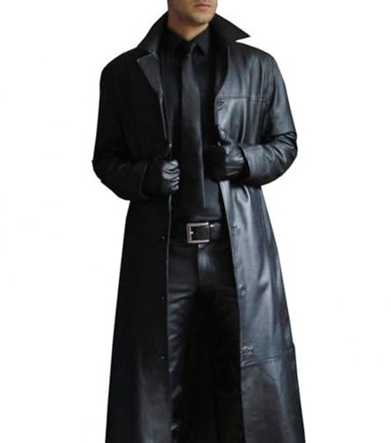 LAZIRO Los Hombres De OtoñO E Invierno De Moda Temperamento De Un Solo De Solapa De Color SóLido Tipo De Abrigo Delgado De SeccióN Larga De Cuero Chaqueta De Hombre Chaqueta De Abrigo