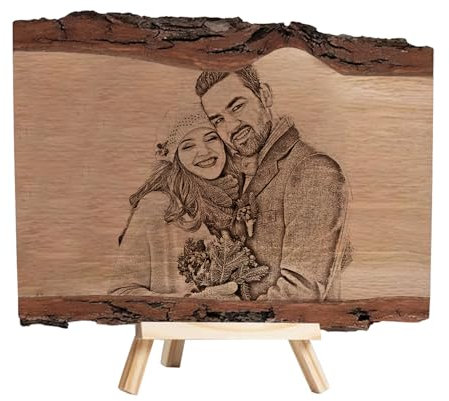 Álbum de fotos personalizado con marco de madera grabado personalizado para manualidades con soporte (02-Sketch)