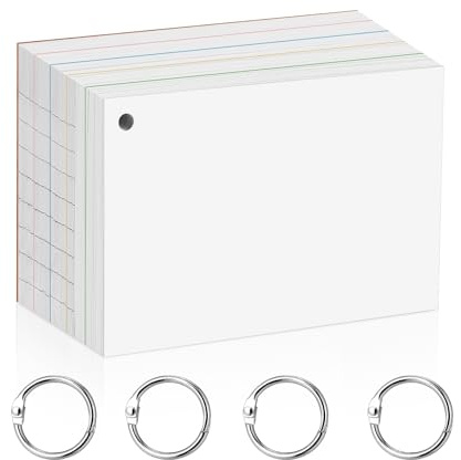 Ruled Flash Cards,500PCS Line Revision Cards, 3.5 x 5 in Index Cards,180GSM Heavy Index Note cards,White Record Cards for Student Essentials Learning Office Notecards Taking to do List Memo (White)