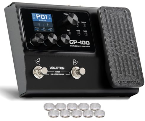Valeton Multieffekte mit Expression-Pedal Gitarre Bass Verstärker Modellierung IR Schränke Simulation Mehrsprachig Stereo OTG Audio Interface USB GP-100