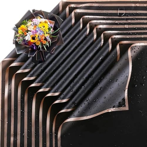 20 Fogli Decorazione Carta da Regalo per Imballaggio, Fiori, Arte e Artigianato - Carta per Doni Nero
