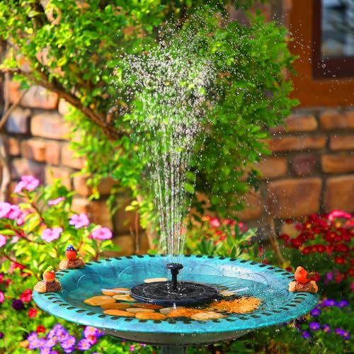AISITIN Fuente Solar Jardin Exterior, Fuente Jardin Exteriocon 6 Boquillas,Bomba de Agua Solar para Estanque, Jardín, Baño de Pájaros