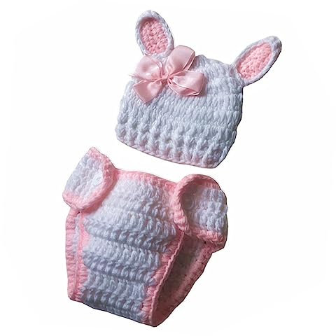 BELLIFFY 1satz Neugeborenen Fotokostüm Handgefertigtes Strick-Outfit Niedliches Osterhasen-Design Fotografie Requisiten Für Babyshower Und Besondere Anlässe