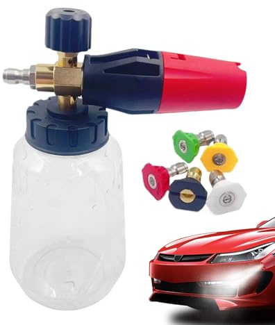 Schiuma per Idropulitrici | Per Idropulitrice con Doppio Connettore | Accessorio Lavaggio con 5 Ugelli per Esterno, Tetto e Pavimentazione