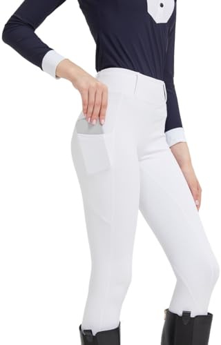 LCKKJHG Pantaloni Equitazione Pantaloni da Equitazione Donna, in Maglia, Elasticizzati, Aderenti, in Silicone(White,L)