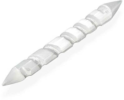 NKlaus 2 x Selenit massagerulle 14 cm – handsnidad selenitmassagerulle för andlig läkning, energiarbete, chakrabalans och meditation