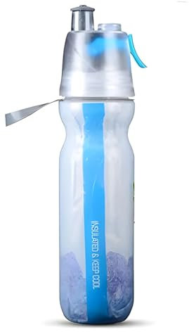 Greneric Portable Sports Misting Water Cup, Reusable Squeeze Spray Bottle Mist Lock Design Double Wall Insulated Leak-proof Travel Hiking Cycling Camping Gym 500ML (BLUE)