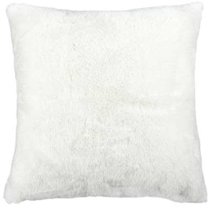 HOME DECO FACTORY - TX9177, Coussin Imitation Fourrure 40 x 40 cm - Douceur et Confort pour votre Intérieur - Polyester - Ecru - Conçu pour Canapé ou Lit