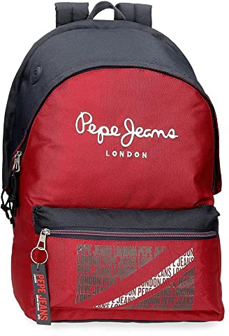 Pepe Jeans Clark Sac à Dos pour Ordinateur Portable Double Compartiment Adaptable sur Trolley 15.6 Rouge 31x44x15 cms Polyester 23.87L