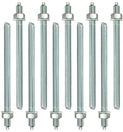 Isolbau Lot de 10 barres d'ancrage M12 x 220 mm - Homologation ETA - Ancrage composite galvanisé avec écrou et rondelle - Ancrage pour charges lourdes