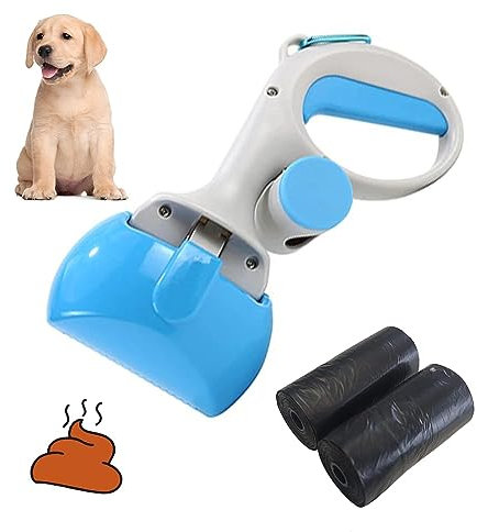 Adonello Hundekotschaufel Pooper Scooper Haustierabfallschaufel Tragbarer Hundekotgreifer für Hund Katze Kotgreifer Hundeschaufel Abfallschaufel 2 Rollen Müllsäcke