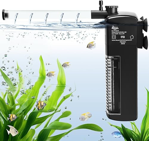 AQQA Aquarium Filter,Einstellbare Aquarium Internal Filter,5.5W Aquarium innenfilter mit 400L/H Wasserpumpe, für Aquarium von bis 200L
