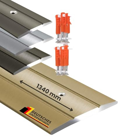 casa pura Perfil de transición de aluminio | Forma C | Riel de transición anodizado, dorado, 1 pieza, 134 cm de longitud, barra de cubierta preperforada | Ancho 36 mm
