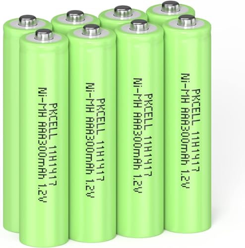 PKCELL Batería AAA recargable, 300 mAh, batería Ni-MH, batería precargada para jardín, lámpara solar, 8 unidades